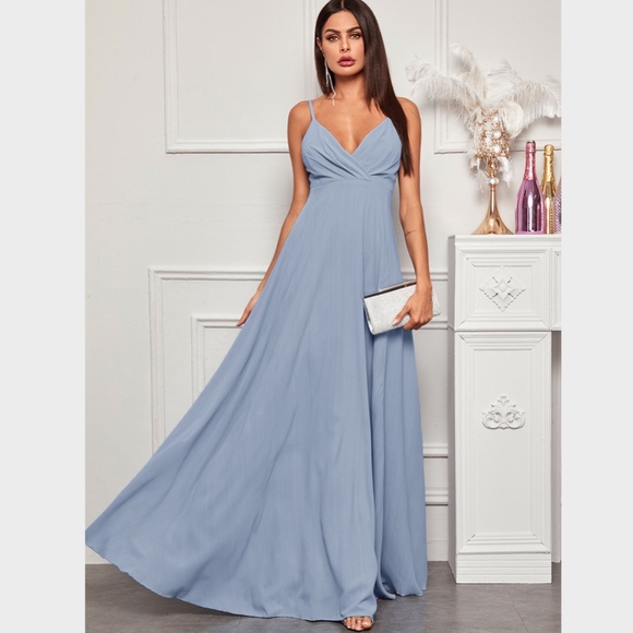 Cami Surplice Maxi Dress in Grey/Blue - Picture 4 of 5